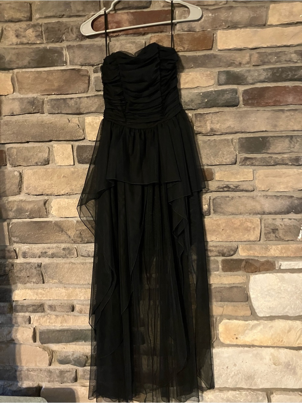 Elegant Odi Et Amo Black Strapless Layered Tulle Evening Dress
